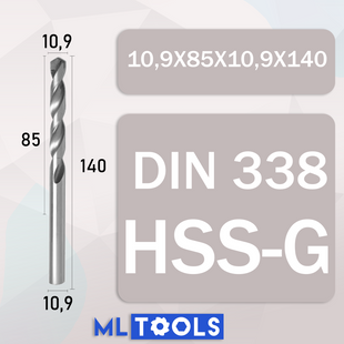 Свердло 10.9 мм DIN 338 HSS-G шліфоване GSR (Німечина) 338HSSG1090 фото